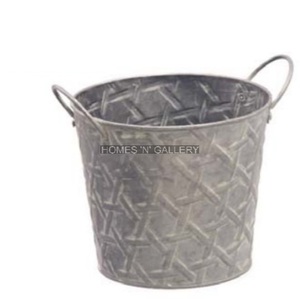 Maceta de Metal galvanizado rústico con asas únicas, tamaño personalizado para decoración de jardín interior y exterior - Product Image 1