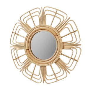 Miroir décoratif de mur de rotin de matériel fait à la main de conception antique décorative de forme florale pour le cadre de miroir de mur de couloirs - Product Image 2