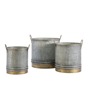 Set de jardinières galvanisées Accessoires de jardin de ferme Seaux décoratifs Pots et bacs à fleurs de jardin en métal rustique Seau à plantes - Product Image 2