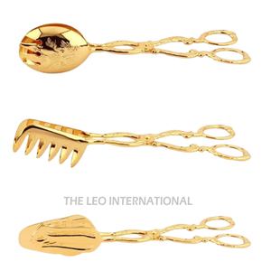 Juegos de cubiertos de acero espejado de latón y acero inoxidable, adecuados para la decoración del hogar, juego de cubiertos con diseño de hoja dorada - Product Image 2