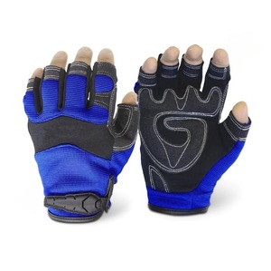 Guantes de cuero sin dedos mecánicos azules reforzados sintéticos de primera calidad Guantes de seguridad para el trabajo - Product Image 2