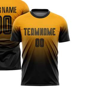 เสื้อฟุตบอลแขนสั้นไล่ระดับสีดำเหลืองระบายอากาศได้ดีแห้งเร็วชุดกีฬาน้ำหนักเบาสำหรับการแข่งขันฝึกซ้อม - Product Image 2