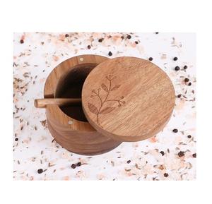 Caja de almacenamiento para Salero y pimentero de madera antigua para cocina casera, cuenco para especias y sal de hierbas de madera más vendido - Product Image 2