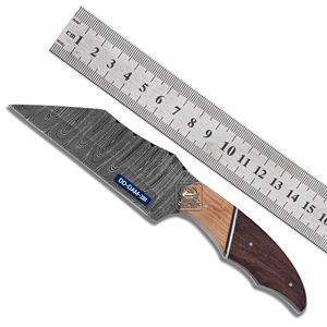 Handmade Customizable Hunting Knife DD-DAM-281 Damascus Steel Rosewood Olive <b>Wood</b> Handle Embossed Leather Sheath OEM Support - Product Image 1