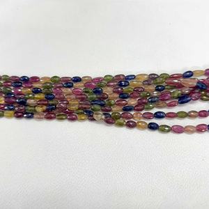 Qualité AAA 6mm 8mm 10mm Verre Naturel Rempli Multi Saphir Perles Ovales à Facettes Brin pour Bijoux Faits à la Main en Ligne Bon Prix - Product Image 3