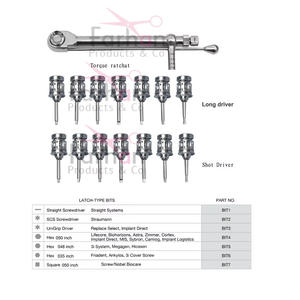 Kit prothétique universel d'implant dentaire avec pilotes et clé - Product Image 4
