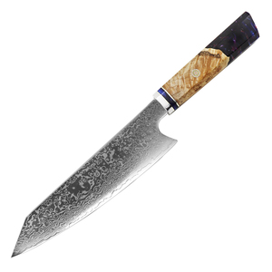 Venta al por mayor personalizado de alta calidad OEM ODM servicio profesional japonés Damasco cocina Chef cuchillo con mango de madera hoja fija - Product Image 1