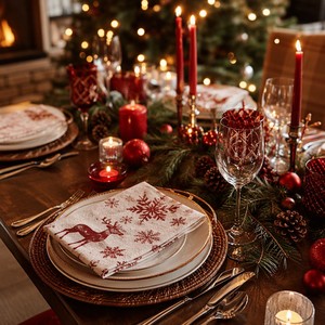 Serviettes de table imprimées de Noël, motif cerf et flocon de neige, serviettes en papier jetables, décoration de table de fête, fournitures pour fêtes - Product Image 3