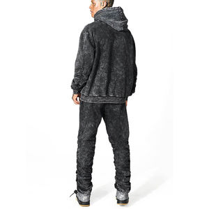 Chándal de lavado ácido pesado de alta calidad, conjunto de pantalones de chándal y Sudadera con capucha Vintage, diseño personalizado, chándal lavado con ácido Unisex - Product Image 5