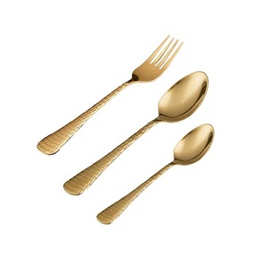Vaisselle en métal couleur dorée couverts de cuisine avec fourchettes couteaux cuillères de table et cuillère à thé ensemble de couverts - Product Image 5