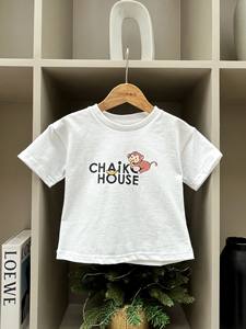 Camiseta de mono de algodón 100% de color personalizado para niños de 1 a 10 años, estilo informal de manga corta suave de alta calidad - Product Image 4