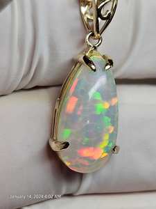 Grand collier en opale plaqué or 14 carats naturellement beau collier en cristal pendentif en or opale bijoux en argent sterling 925 - Product Image 2