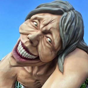 新しいデザインの大きな金属の街並みの装飾愚かなピエロの像のゴミ箱はキャラクターモデル樹脂グラスファイバーの彫刻を粉砕することができます - Product Image 3