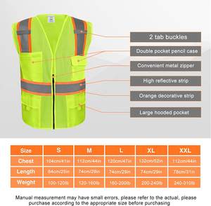 Chaleco de alta visibilidad con 9 bolsillos, chaleco de seguridad reflectante para hombres y mujeres, chaleco de construcción de alta visibilidad con ropa de trabajo. - Product Image 4
