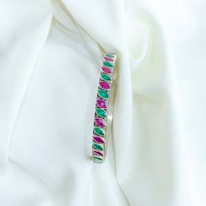 925 Silver Fine Bangle Asama Semi Precious <b>Ruby</b> and Emerald Single Piece From Luxury Collection - Product Image 6