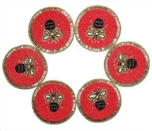 Handmade Glass Beaded <b>Coasters</b>-Classic <b>Drink</b> <b>Coasters</b> with Polyester Backing (4x4 Inch) for Church & Religious Gifts - Product Image 2