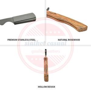 Rasoir de barbier droit en acier inoxydable Rasoir de barbier à manche en bois droit à vendre - Product Image 2