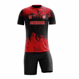 Tenues d'équipe de football personnalisées, manches courtes, impression par sublimation, ensembles d'uniformes de football, tissu 100% polyester, grandes tailles - Product Image 5