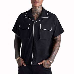 Camisa Negra Personalizada para Hombre, Manga Corta, Abotonada, Informal, de Verano, Ligera, para Uso Diario - Product Image 1