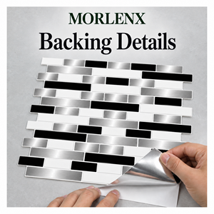 MORLENX - Azulejos Autoadhesivos 3D con Efecto Ladrillo Plateado Cepillado en Blanco y Negro para Revestimiento de Cocina y Decoración de Interiores - Product Image 4
