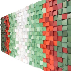 Azulejos decorativos de mosaico de madera verde esmeralda para paredes interiores - Product Image 1