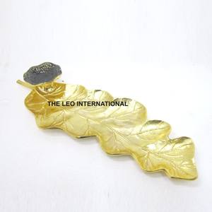 Plats et assiettes en forme de feuille en aluminium nickelé, décoration de cuisine de restaurant, bol à chips et à sauce - Product Image 5