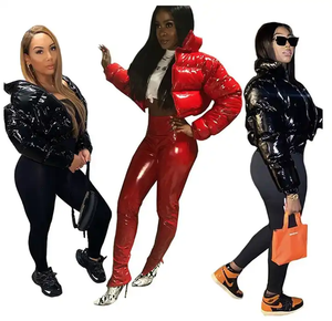 Chaqueta corta acolchada para mujer, abrigo brillante de invierno, ropa de abrigo ligera y cálida, parka corta de moda con cremallera, estilo urbano - Product Image 1