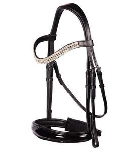 Cheval Curve CRYSTAL TOPAZE BLING METALLIC GOLD Bride de confort allemande BREVET - Product Image 4