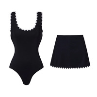 JSN 2026 Maillot de bain une pièce sexy personnalisé pour femme, couleur unie, asymétrique à une épaule, avec jupe de plage, dos nu, tendance, vêtements de plage