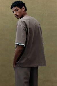 T-shirt en jersey de coton de haute qualité pour hommes, couleur beige foncé, ample, respirant, sport, élégant et formel, nouvel arrivage - Product Image 6