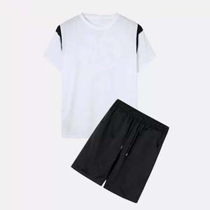 Nouvel Arrivage Ensemble 2 Pièces Homme Léger et Respirant pour l'Été, Panneau Contrastant, 100% Coton Uni, Coupe Oversize Grande Taille, Style Urbain - Product Image 6