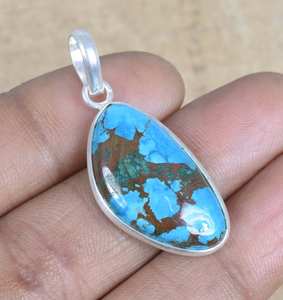 Turquoise Sterling Silver Pendant Necklace Handmade Gemstone Jewelry December Birthstone Elegant <b>Gift</b> For Women - Product Image 3