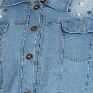 Nuevo diseño rosa Color impresión clavo cuenta moda suelta alta calidad chaqueta de mezclilla rasgada para las mujeres - Product Image 2