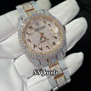 นาฬิกาข้อมือสเตนเลสสตีลสำหรับผู้ชายหรูหราทำด้วยมือ VVS Lab หน้าปัดเพชรระบบอัตโนมัติคุณภาพสูงขนาด41มม. - Product Image 6