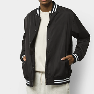 Veste de baseball OEM Custom College pour hommes style bombardier universitaire avec fermeture à bouton-pression et bordure côtelée pour uniformes d'équipe - Product Image 1