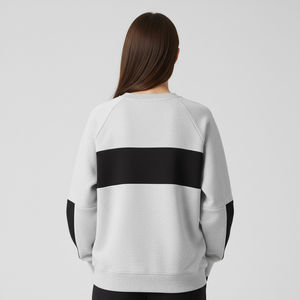 Sweat-shirt pour femme de qualité professionnelle 100% coton, couleur unie, col en V, surdimensionné, streetwear, respirant, chaud - Product Image 6