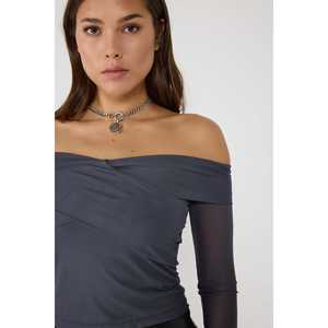 Blusa Vintage de Tul con Hombros Descubiertos, Cuello Redondo, Lazo Asimétrico, Informal, con Logotipo Frontal, de Poliéster, para Oficina o Fiesta, Tallas Disponibles XL 4XL - Product Image 4