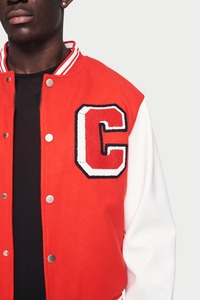 Chaqueta bomber universitaria de lana de alta calidad para hombre OEM al por mayor ropa de calle personalizada logotipo bordado soporte rojo béisbol Letterman - Product Image 5