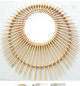 Bonita forma de espejo de ratán Natural Hotel y restaurante decorativo colgante de pared tejido espejo de ratán mejores precios - Product Image 2