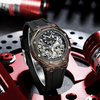 Reloj Deportivo Automático para Hombre con Esqueleto Transparente de Plástico, Correa de Silicona, Reloj Mecánico de Pulsera, Venta al Por Mayor de Fábrica