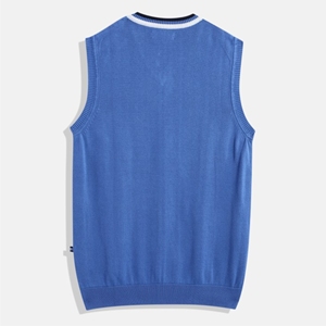 Pull-over surdimensionné unisexe de style sans manches avec logo personnalisé de haute qualité, col en V, mode en gros, gilets de pull-over pour hommes en tricot décontracté - Product Image 2