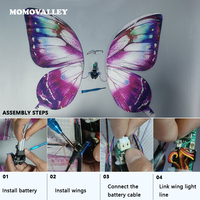 Momovalley Kupu-kupu Terbang Buatan Tangan dengan Lampu LED untuk Dekorasi Pernikahan, Pertunjukan Panggung, Acara, dan Upacara