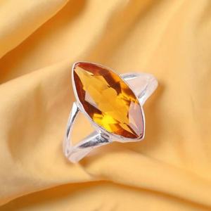 Handmade Citrine Ring 925 Sterling Silver Rhodium Plated Vintage Elegant Gift for Women Boho Design - Product Image 6