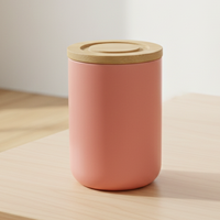 Recipientes de Cerámica de Alta Calidad 3460042, Estilo Nórdico, Herméticos, para Té, Café y Azúcar, con Tapa de Bambú, Duraderos, de Porcelana, para Mantener la Frescura