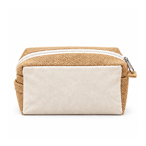 Pochette zippée carrée en toile de jute naturelle 8x5x3 pouces, logo personnalisé, réutilisable, portable, pour cosmétiques, maquillage, accessoires de voyage - Product Image 2