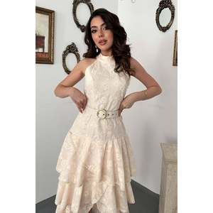 <span class=keywords><strong>Abito</strong></span> a Strati con Volant <span class=keywords><strong>Rosa</strong></span> <span class=keywords><strong>Cipria</strong></span> per Donna Elisa Fashion - Product Image 3