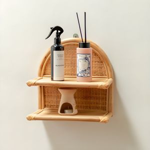 Estante de ratán más vendido, estantes de exhibición colgantes de pared de madera minimalista, muebles para decoración de sala de estar y dormitorio - Product Image 4