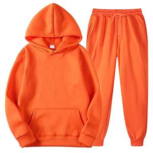 Pull à capuche en molleton d'automne pour femme Sport Survêtements de couleur unie deux pièces - Product Image 1