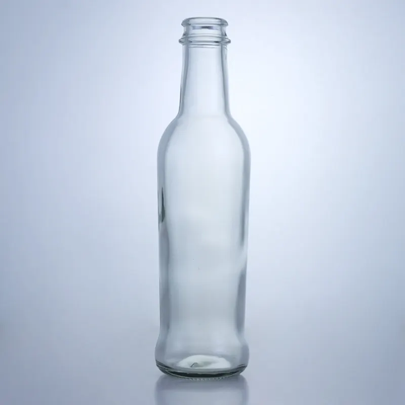 Botol Kaca Bundar Transparan Kapasitas Kecil Langsung Pabrik 200 Ml untuk Vodka Whiskey Rum Tequila