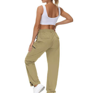 Pantalon cargo surdimensionné confortable pour femmes, taille mi-haute, nylon/coton durable, multi-poches, streetwear formel, personnalisable - Product Image 4